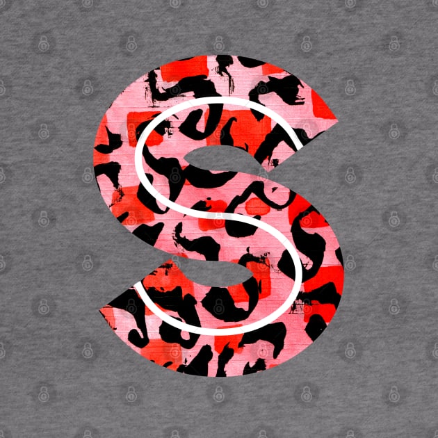 Letter S Watercolour Leopard Print Alphabet Red by Squeeb Creative